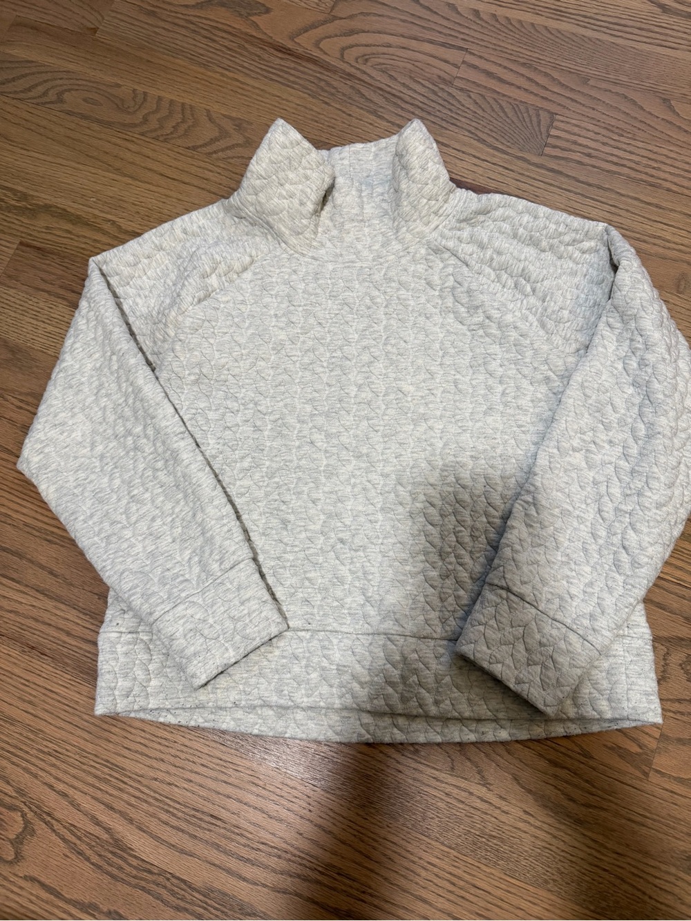 RBX Quilted Turtleneck Pullover in Light Gray